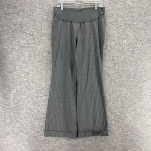 Gap Pants Women 6R Maternity Gray Striped Cuffed Wool High Rise Pull On Wide Leg